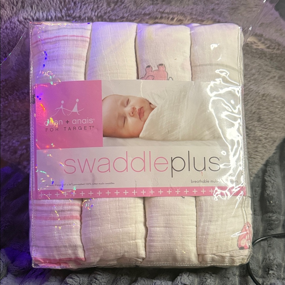 aden + anais Swaddle Plus Pink and White Set of 4 Muslin New Baby Girl maternity